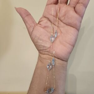 14k gold blue topaz chain, blue topaz necklace, natural Blue topaz